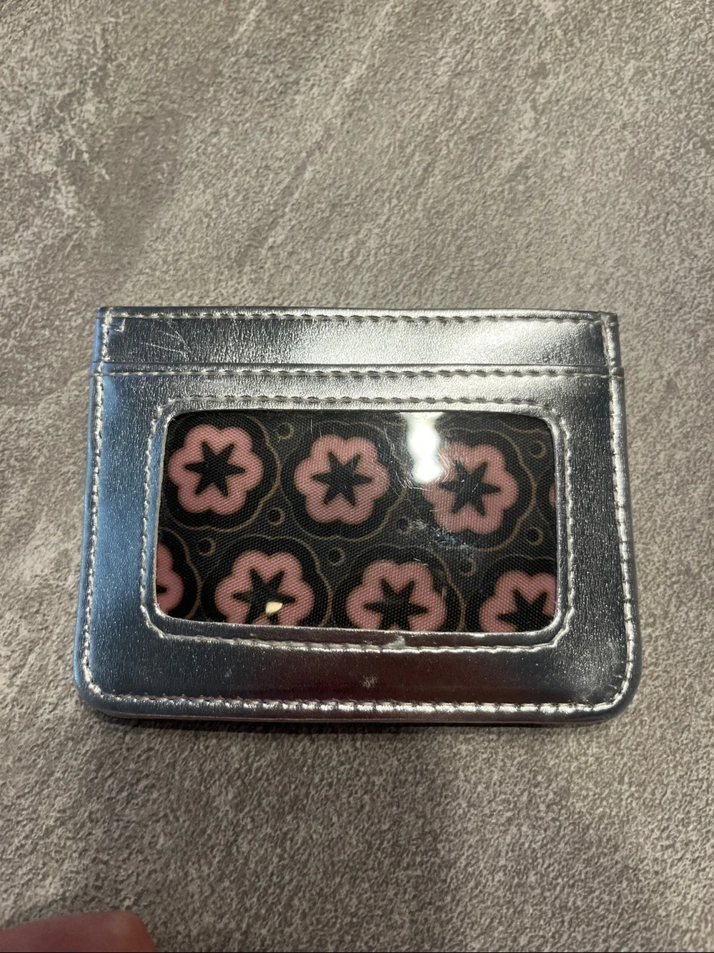 Kedzie Metallic Silver Card & Key Holder